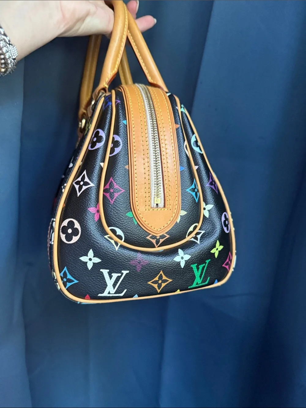 Louis Vuitton Black Murakami Multicolor Monogram Satchel Priscilla